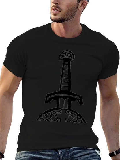 Mens Black Sword Graphic T-Shirt