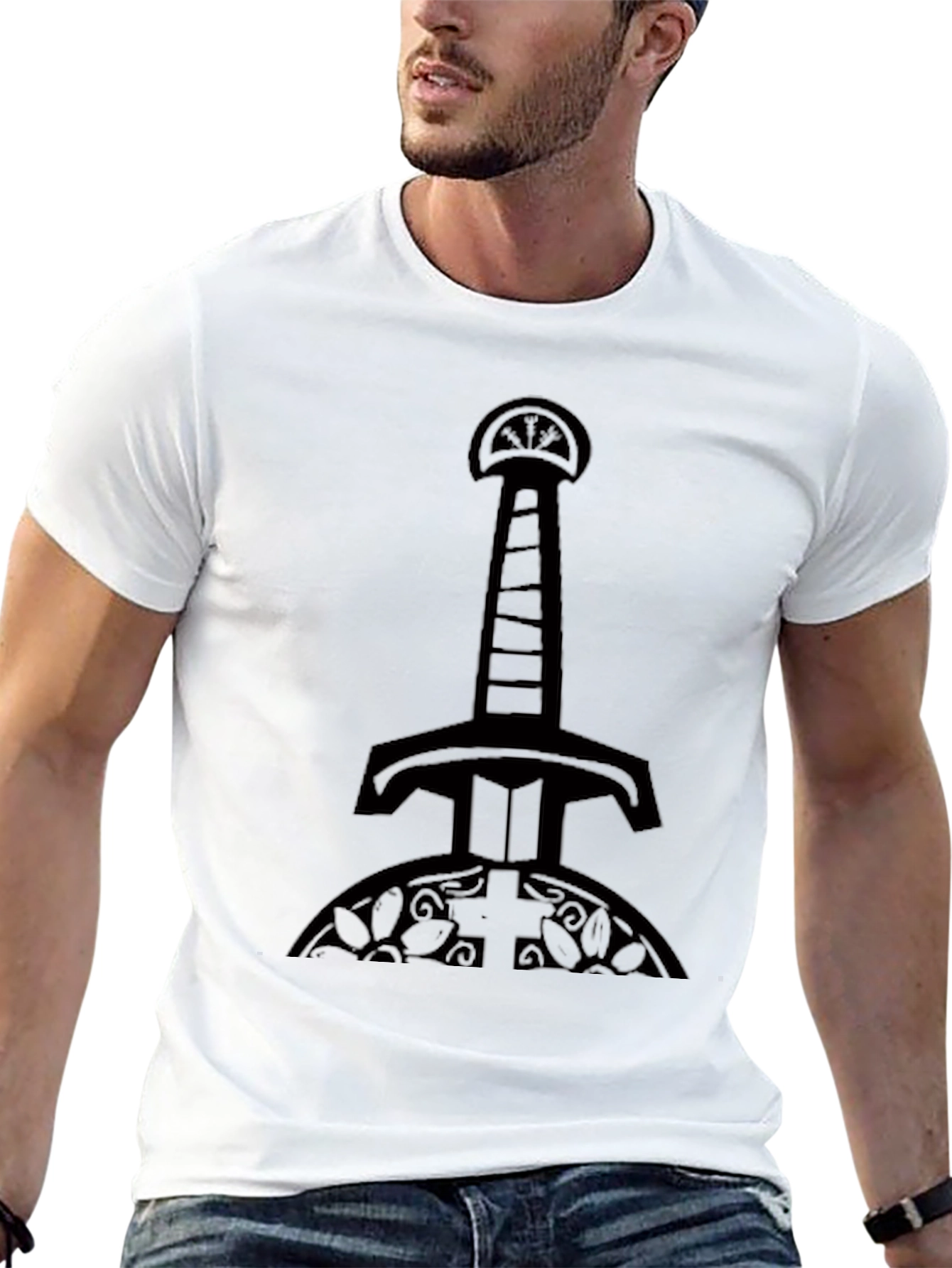 Mens Black Sword Graphic T-Shirt