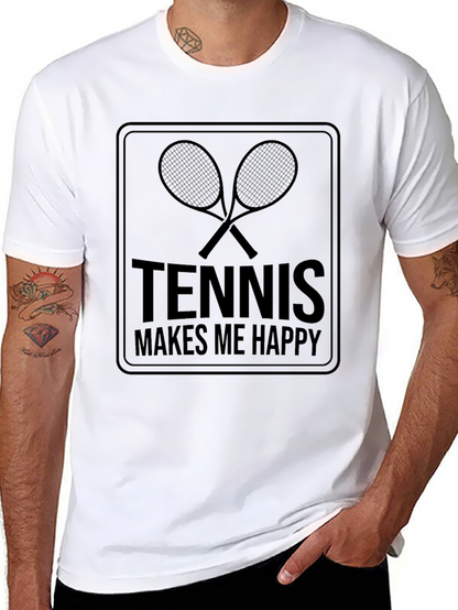 Tennis Makes Me Happy Graphic T-Shirt