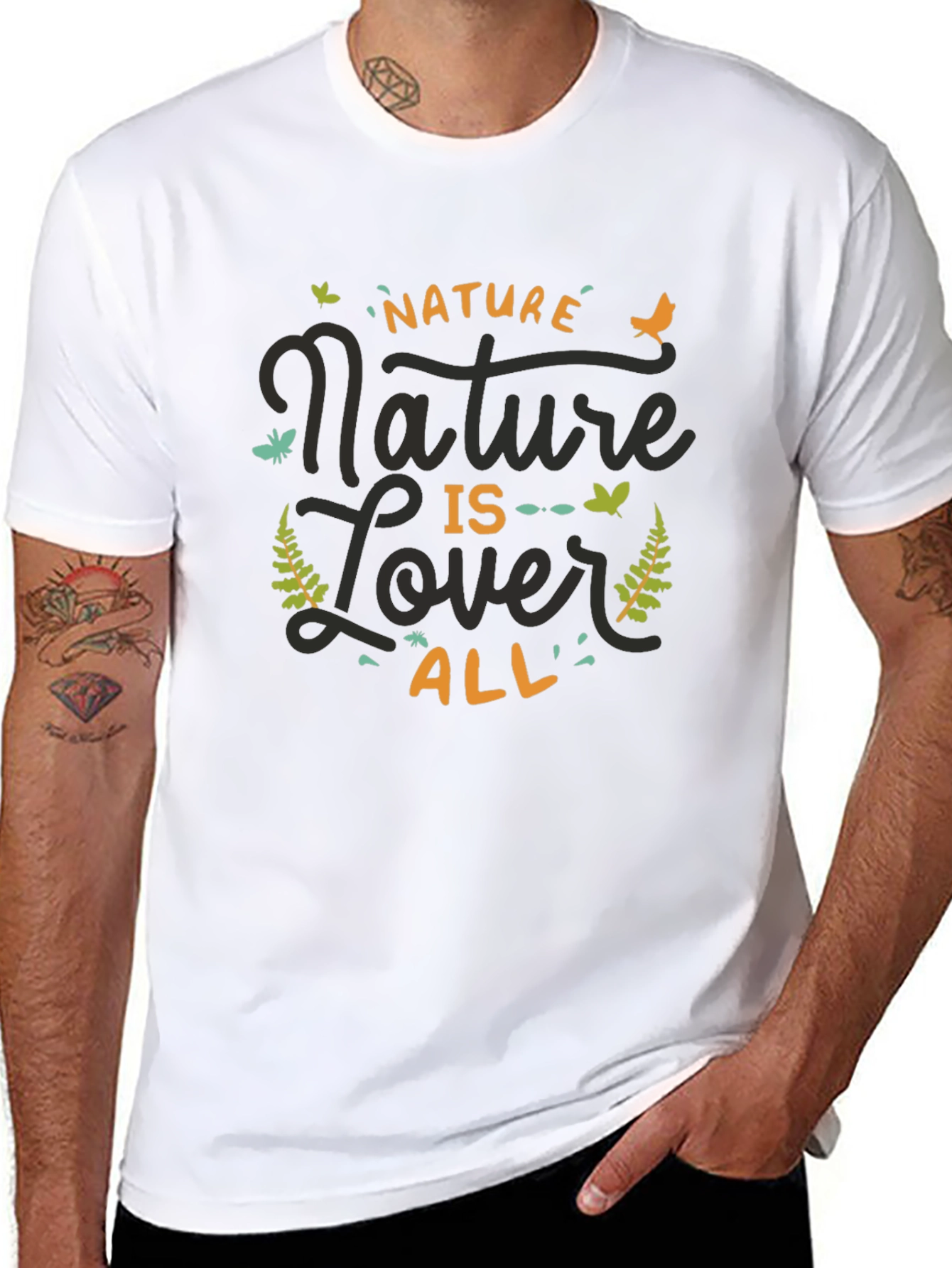 Nature Lover Graphic Print Tee - Black