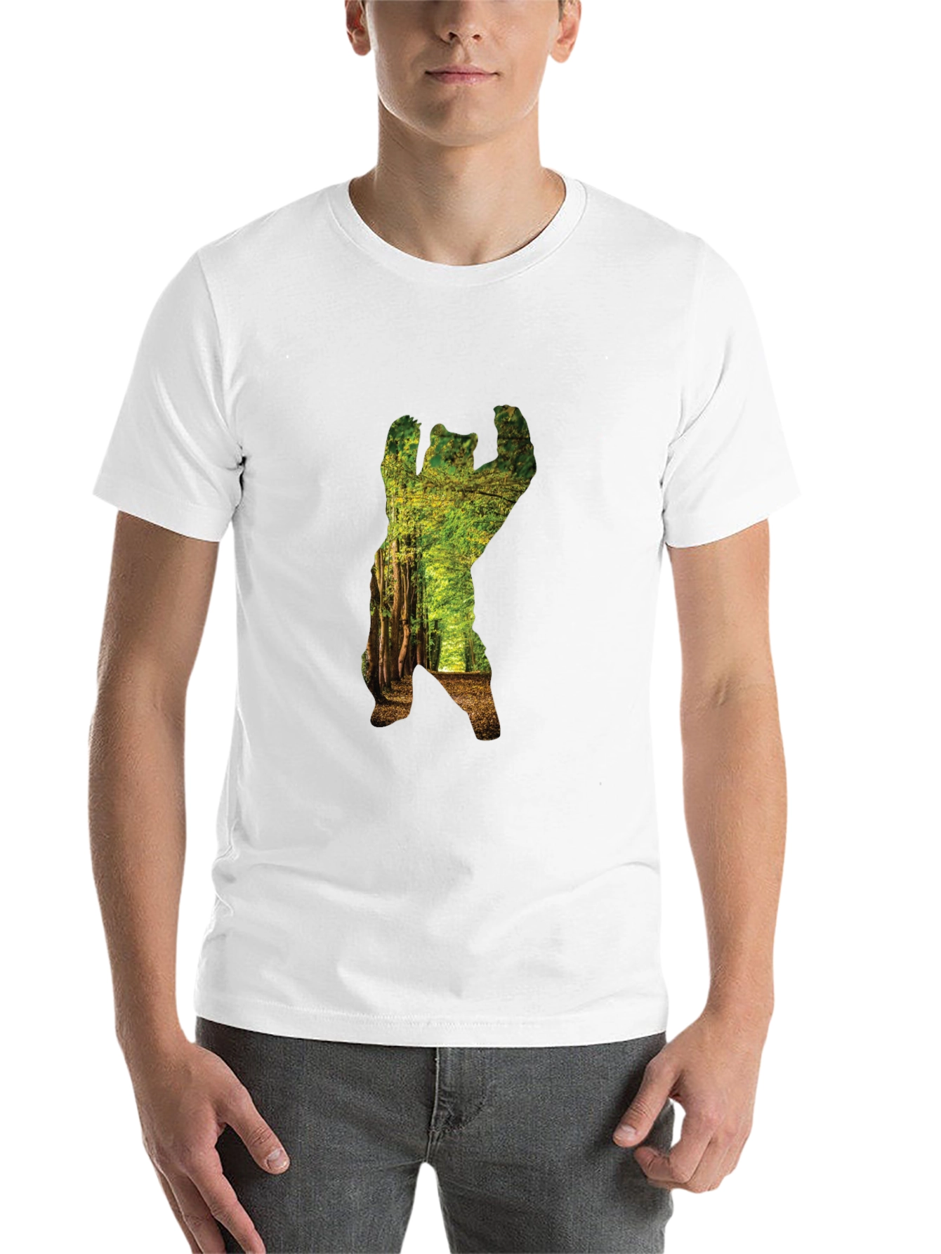 Nature Bear Graphic T-Shirt - Black Cotton Tee