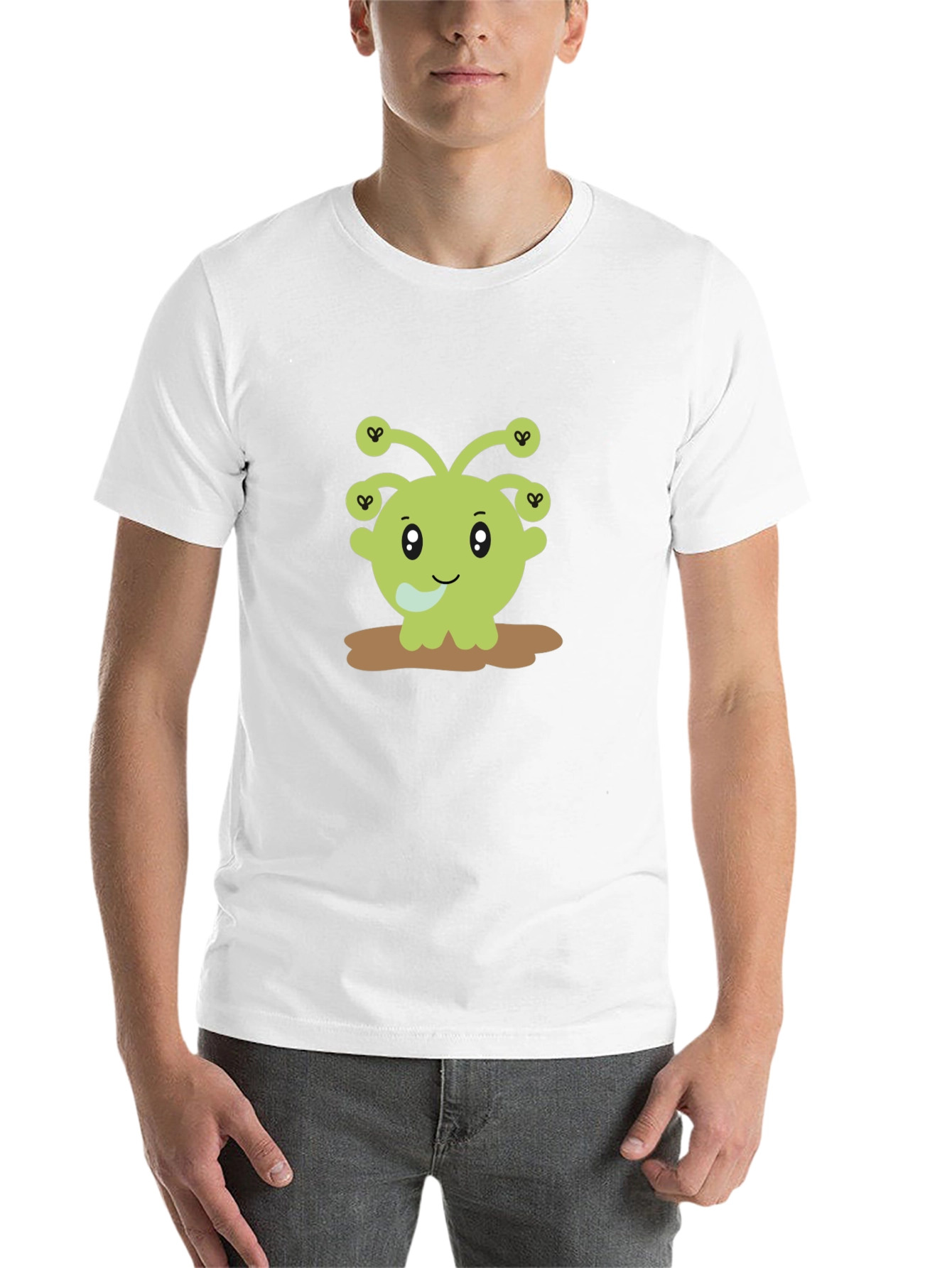 Cute Alien Cartoon Graphic Print Black T-Shirt