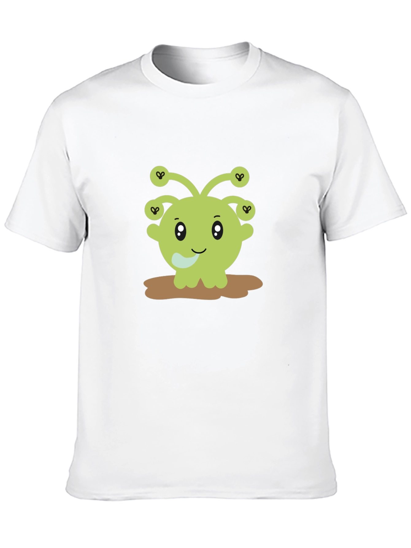 Cute Alien Cartoon Graphic Print Black T-Shirt