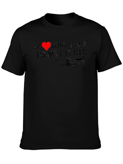 My Heart Belongs To A Trumpet Player Black T-Shirt