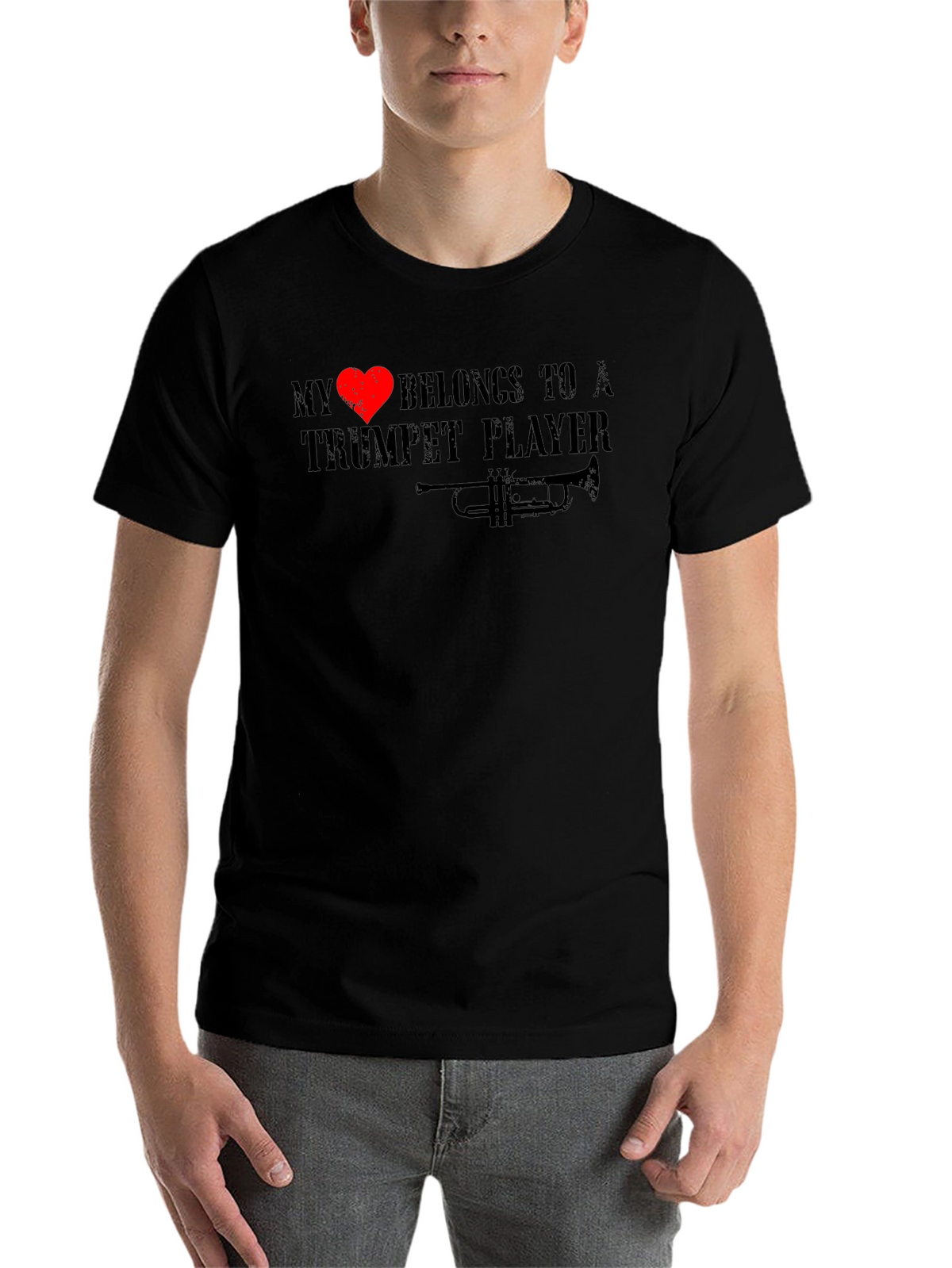 My Heart Belongs To A Trumpet Player Black T-Shirt