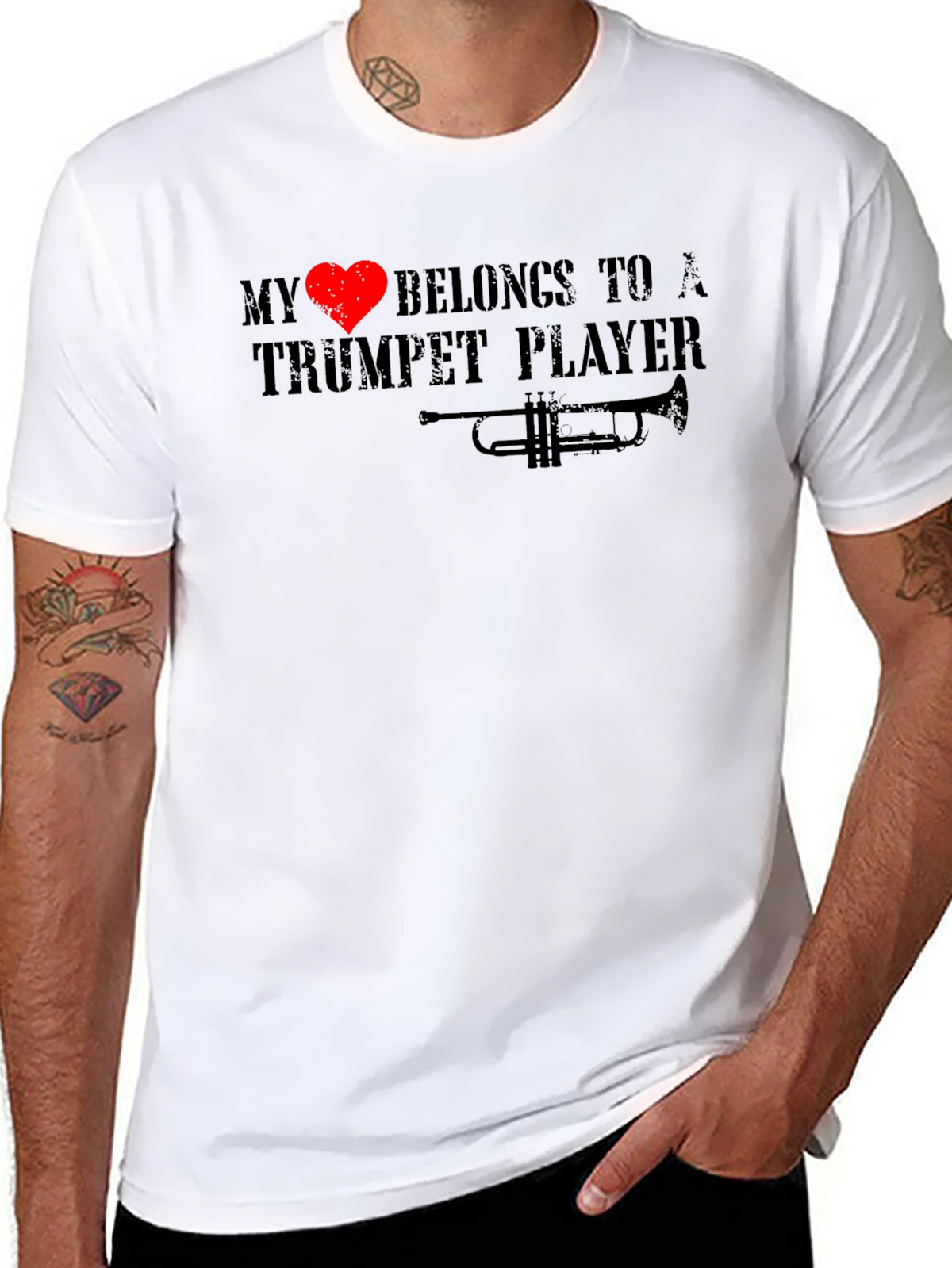 My Heart Belongs To A Trumpet Player Black T-Shirt