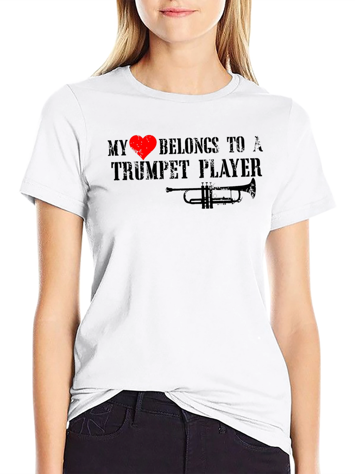 My Heart Belongs To A Trumpet Player Black T-Shirt