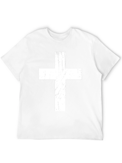 Distressed Cross Graphic Tee - Black Christian T-Shirt