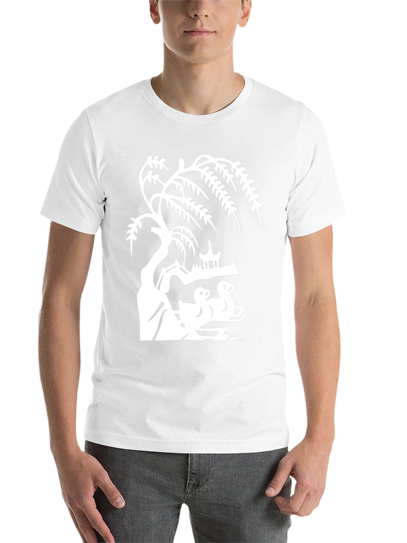 Willow Tree and Duck Pond Black T-Shirt