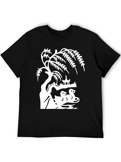 Willow Tree and Duck Pond Black T-Shirt