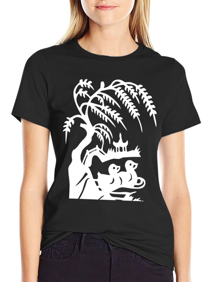 Willow Tree and Duck Pond Black T-Shirt