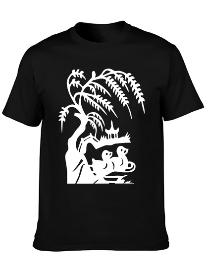 Willow Tree and Duck Pond Black T-Shirt