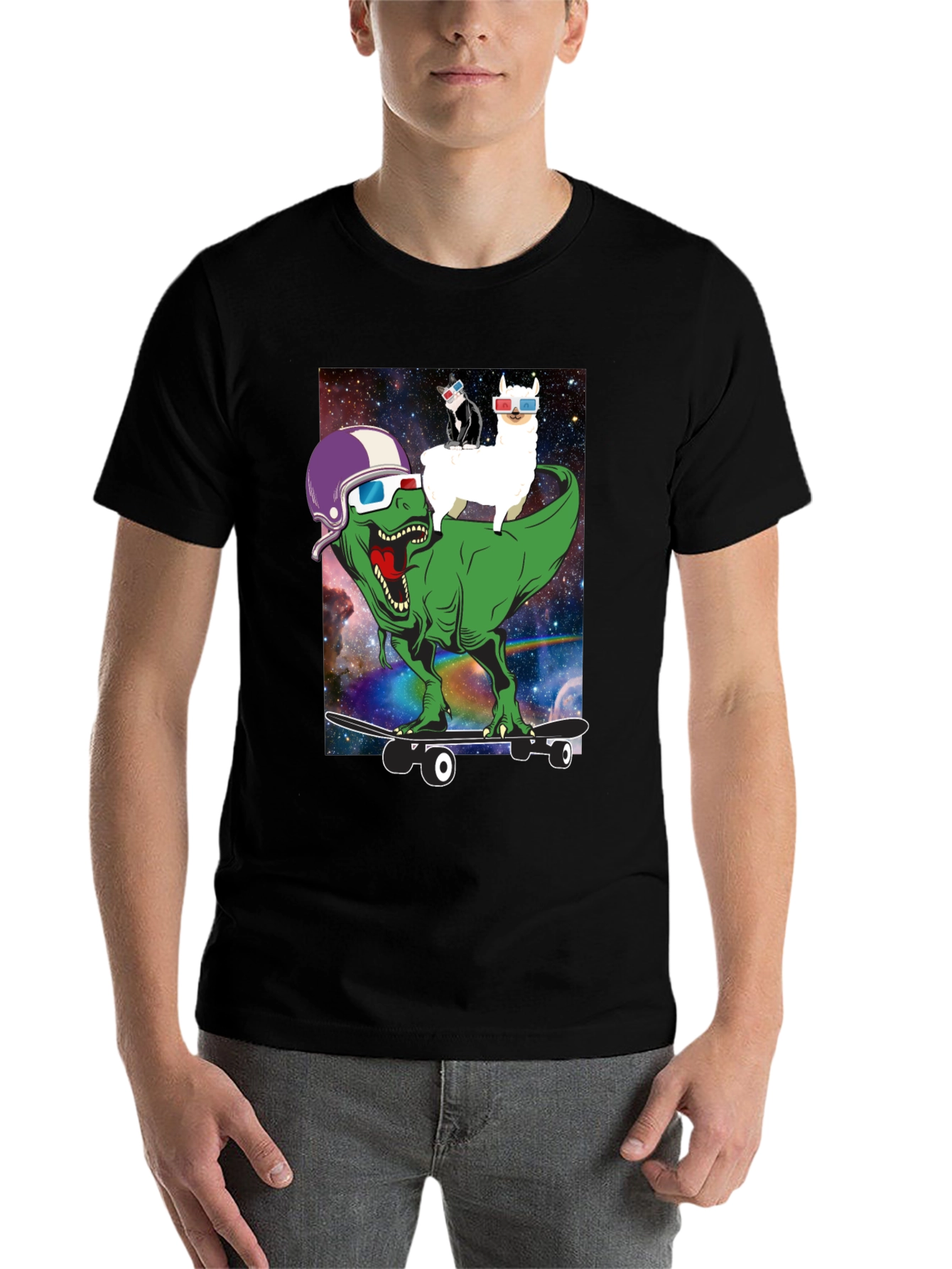 Dino Llama Cat Skateboard T-Shirt