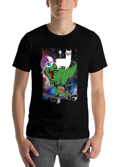 Dino Llama Cat Skateboard T-Shirt