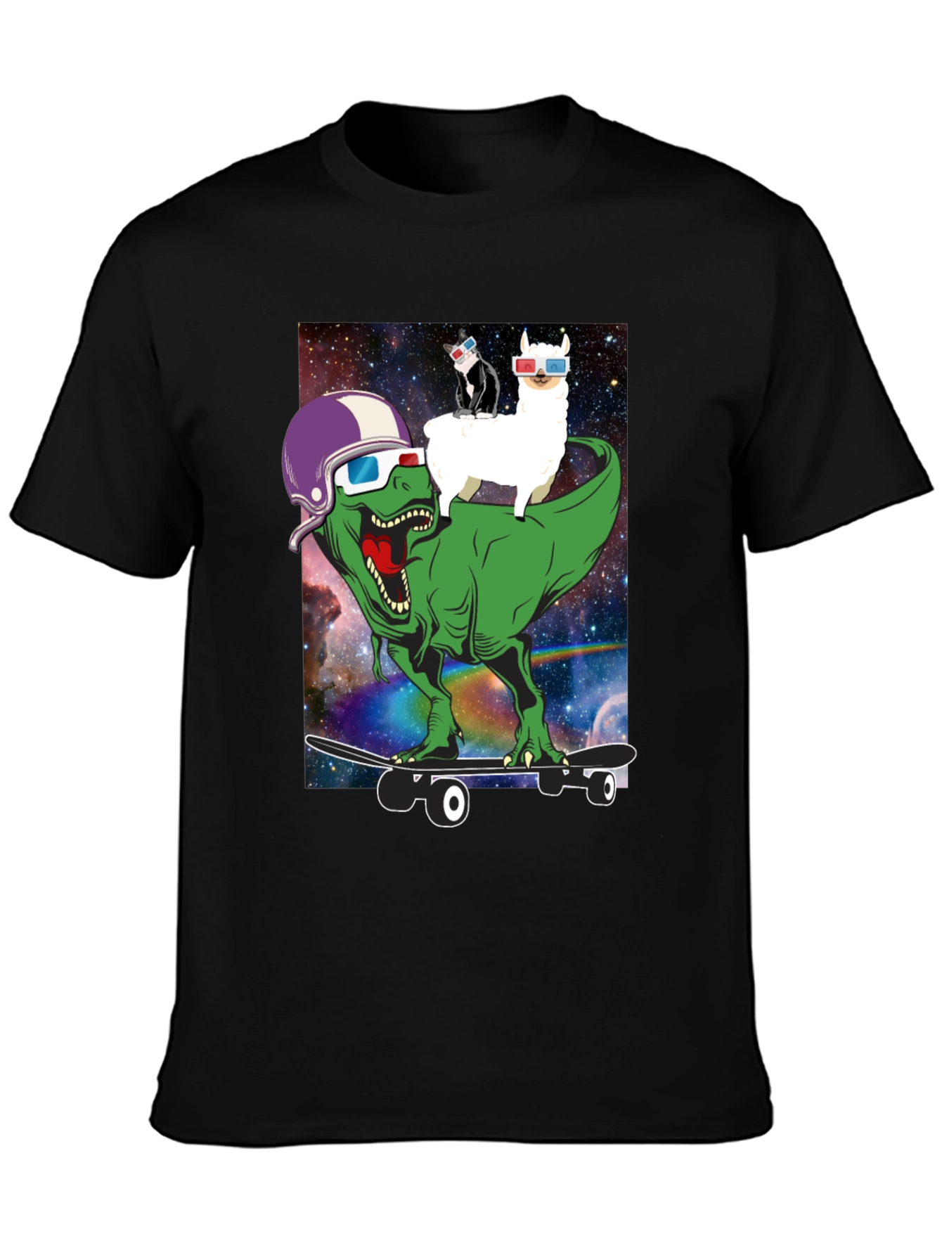 Dino Llama Cat Skateboard T-Shirt