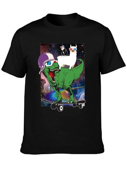 Dino Llama Cat Skateboard T-Shirt