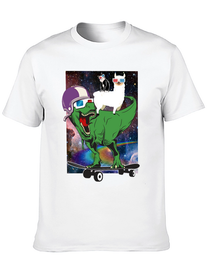 Dino Llama Cat Skateboard T-Shirt