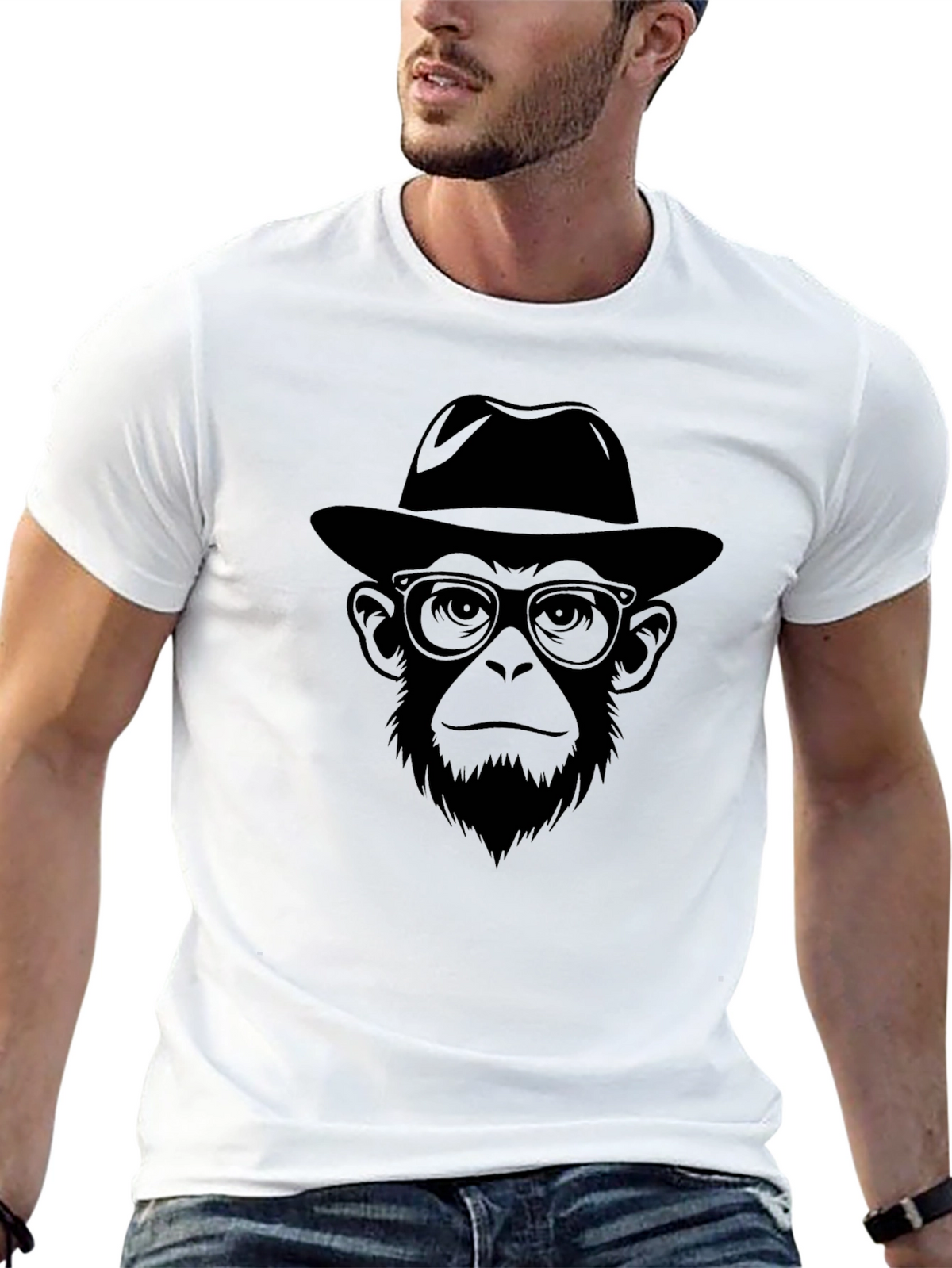 Cool Monkey with Hat T-Shirt - Black