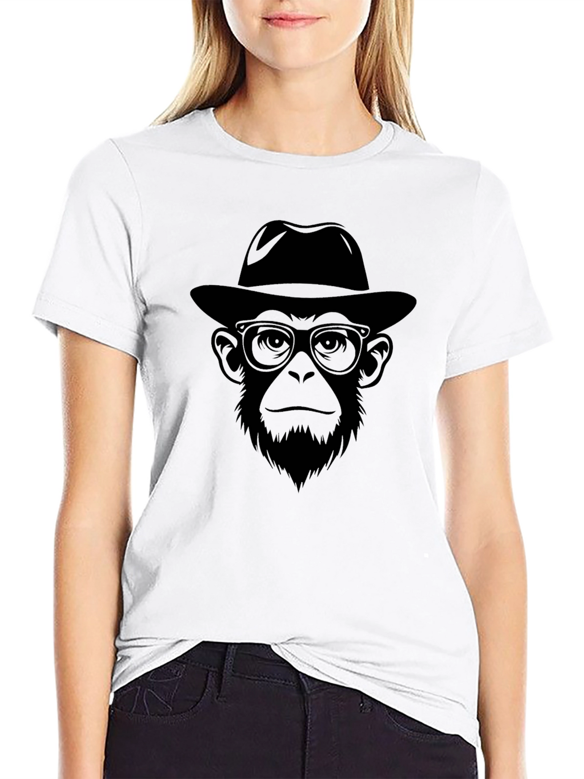 Cool Monkey with Hat T-Shirt - Black