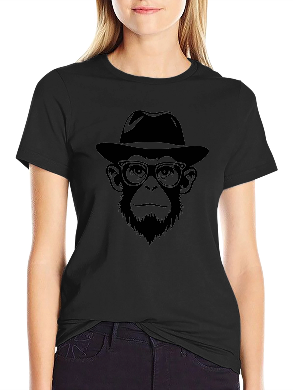 Cool Monkey with Hat T-Shirt - Black