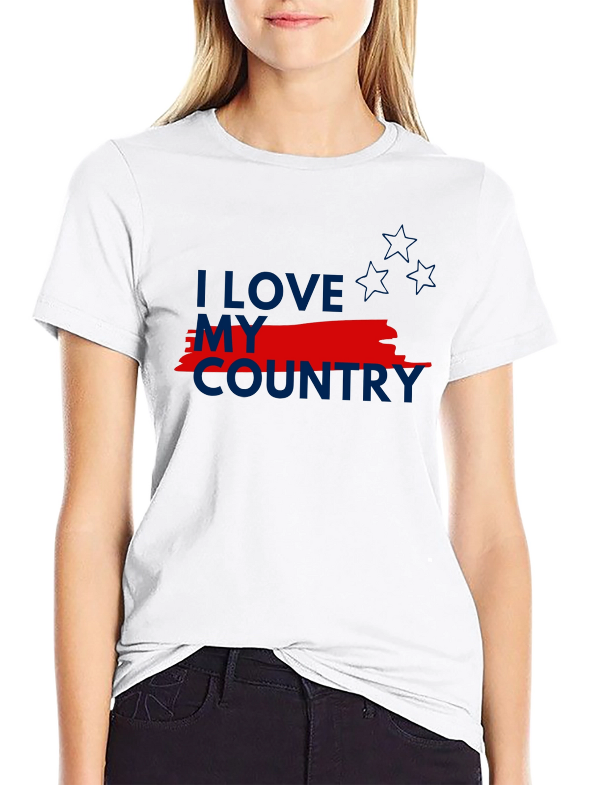 I Love My Country Patriotic Graphic Tee - Black