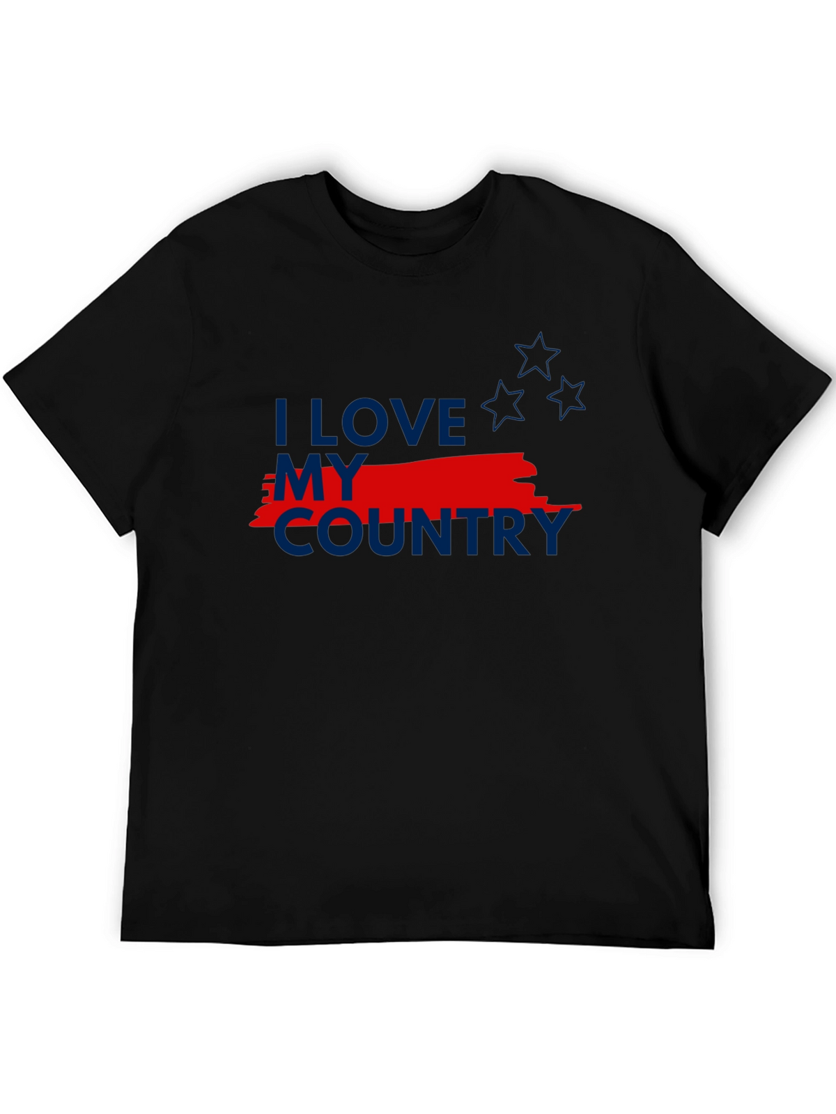 I Love My Country Patriotic Graphic Tee - Black