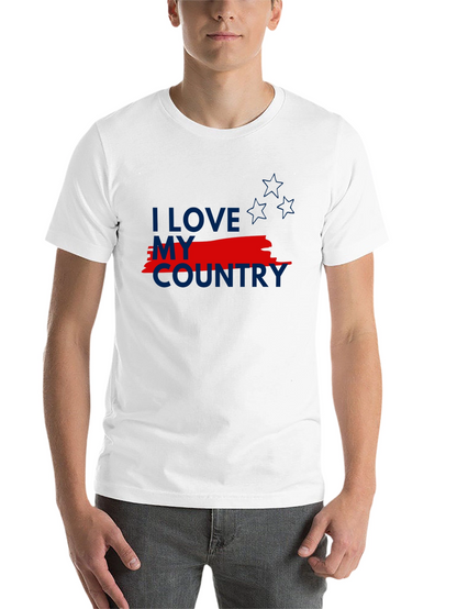 I Love My Country Patriotic Graphic Tee - Black