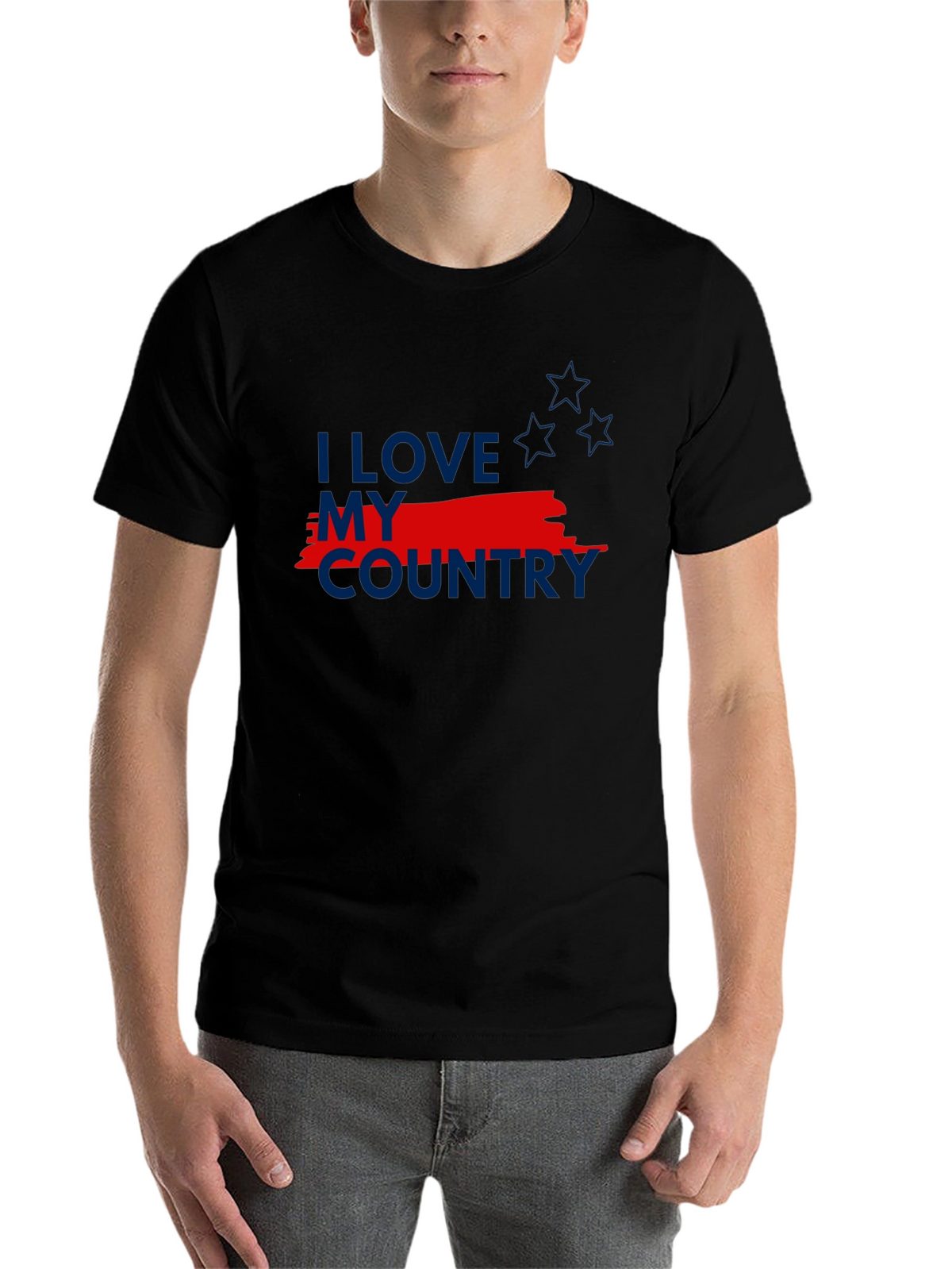 I Love My Country Patriotic Graphic Tee - Black