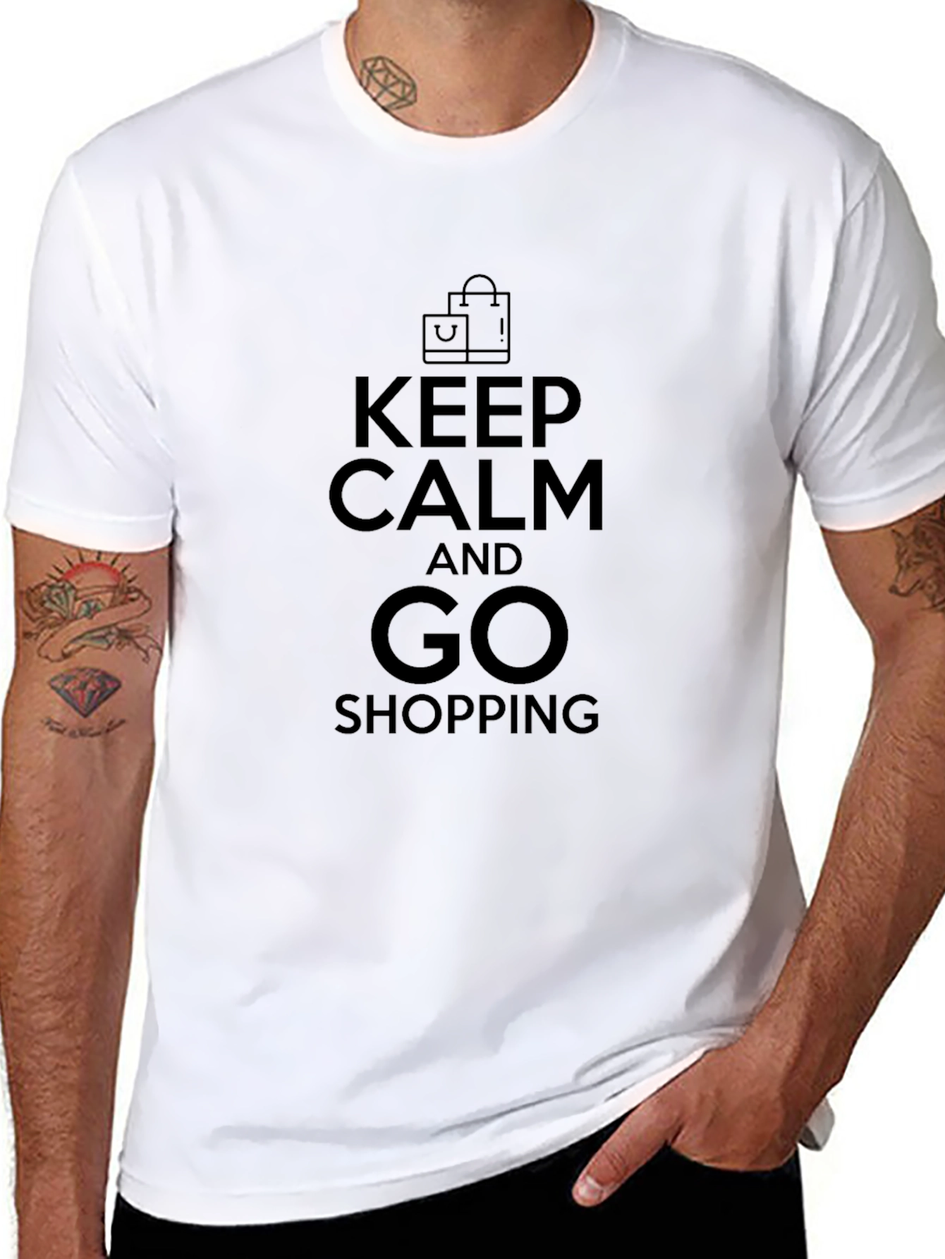 Keep Calm And Go Shopping Black T-Shirt