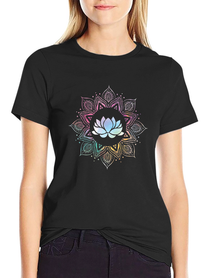 Lotus Mandala Graphic T-Shirt - Black