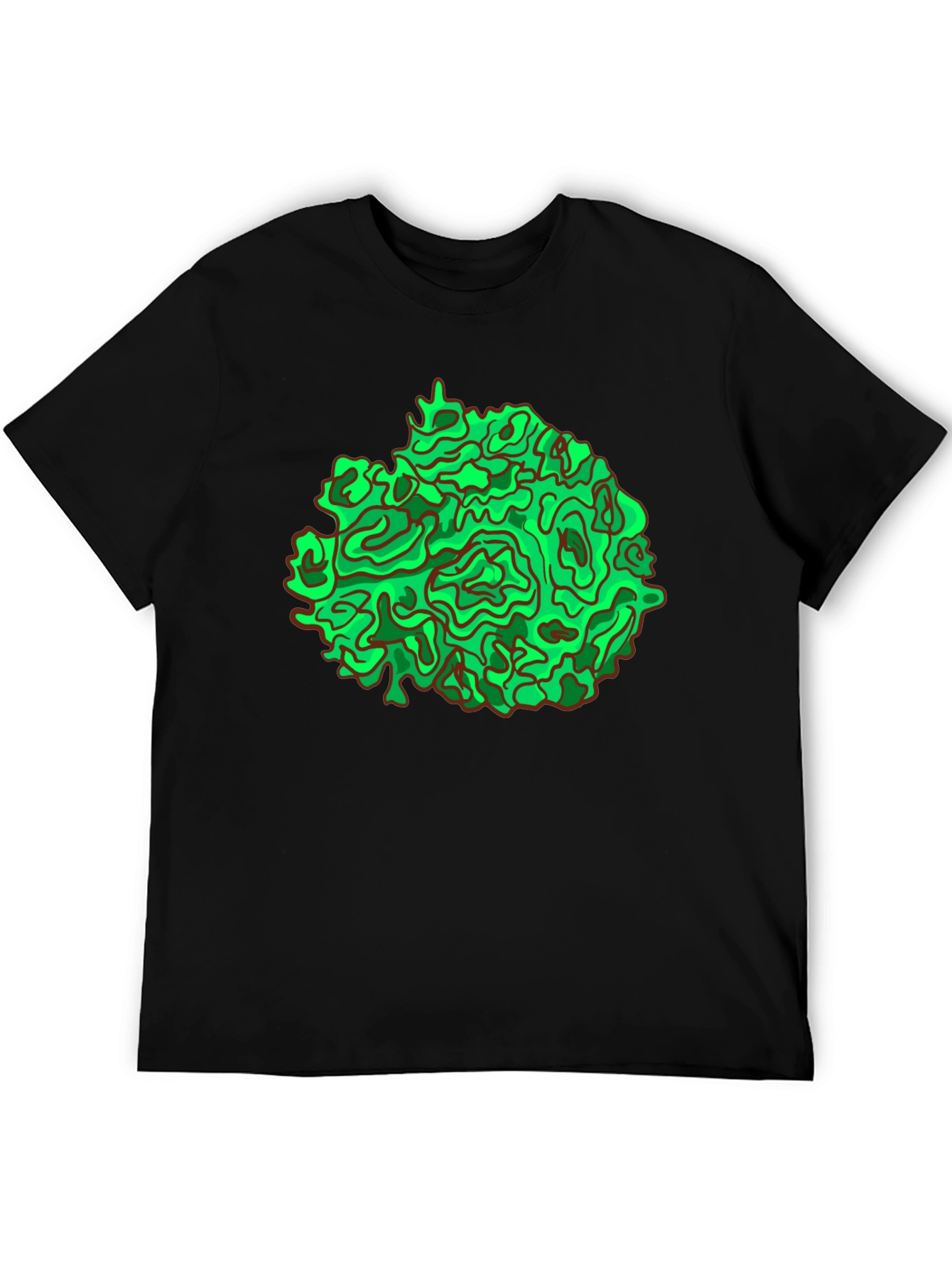 Abstract Green Graphic Black T-Shirt
