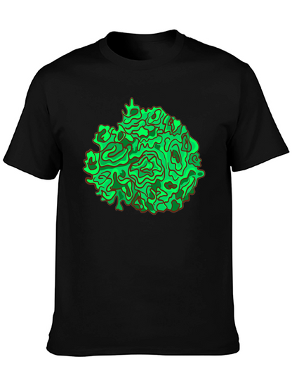 Abstract Green Graphic Black T-Shirt