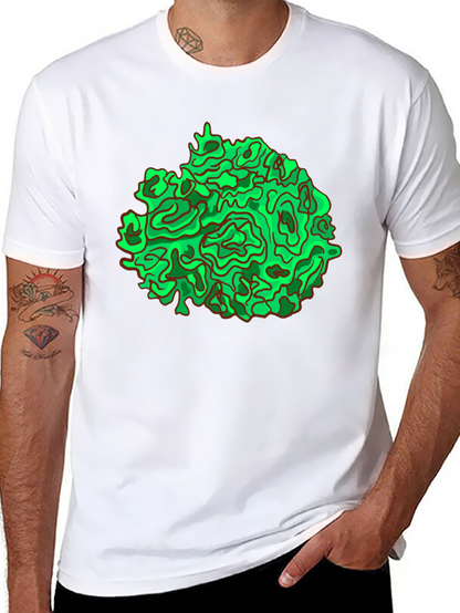 Abstract Green Graphic Black T-Shirt