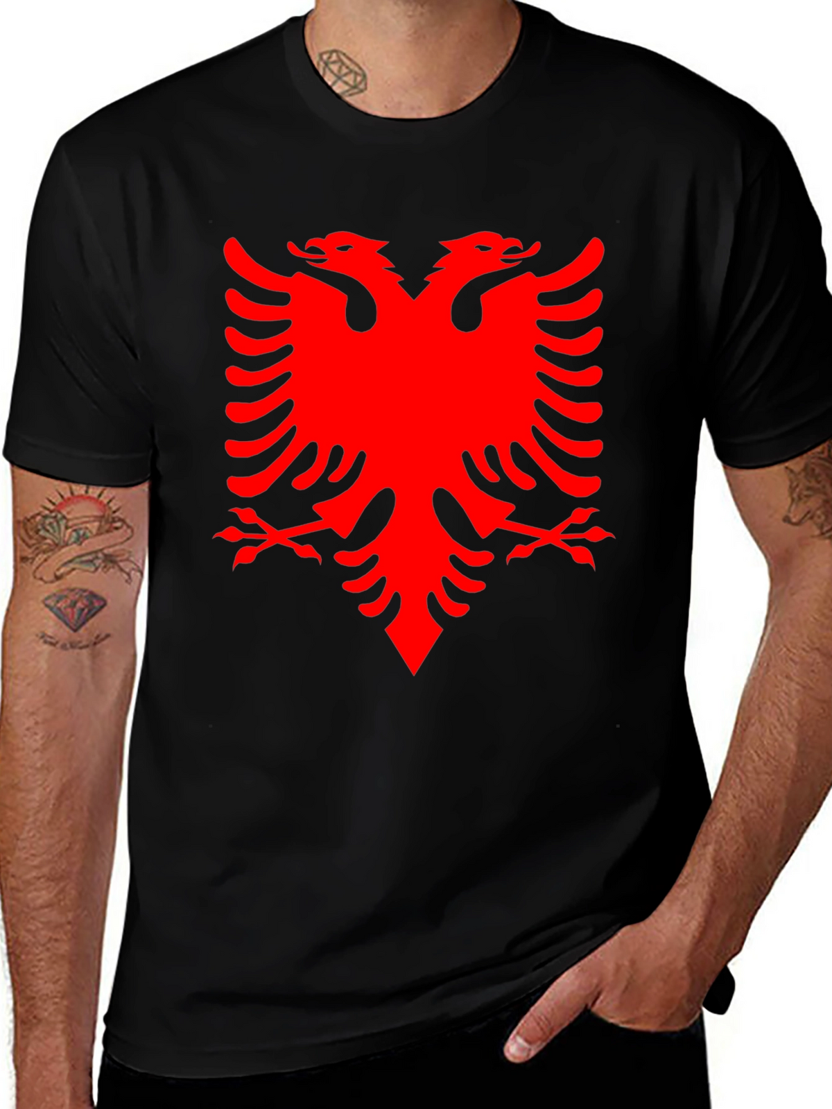 Albanian Eagle Graphic Tee - Black