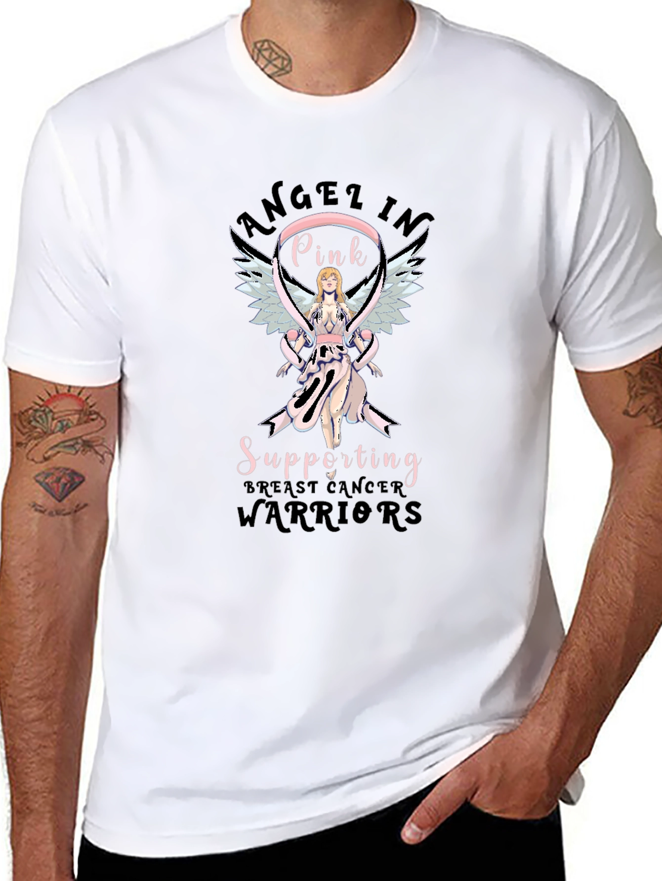 Breast Cancer Awareness Angel In Pink T-Shirt