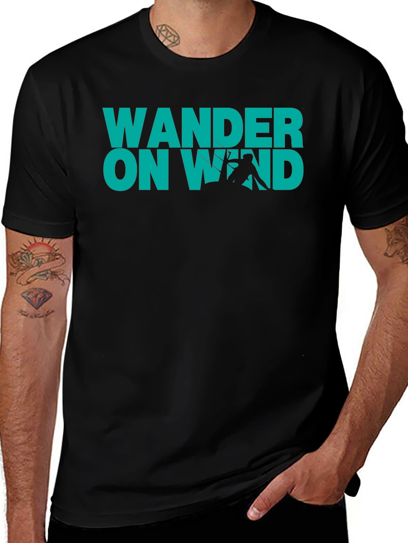 Wander On Wind Black Graphic T-Shirt