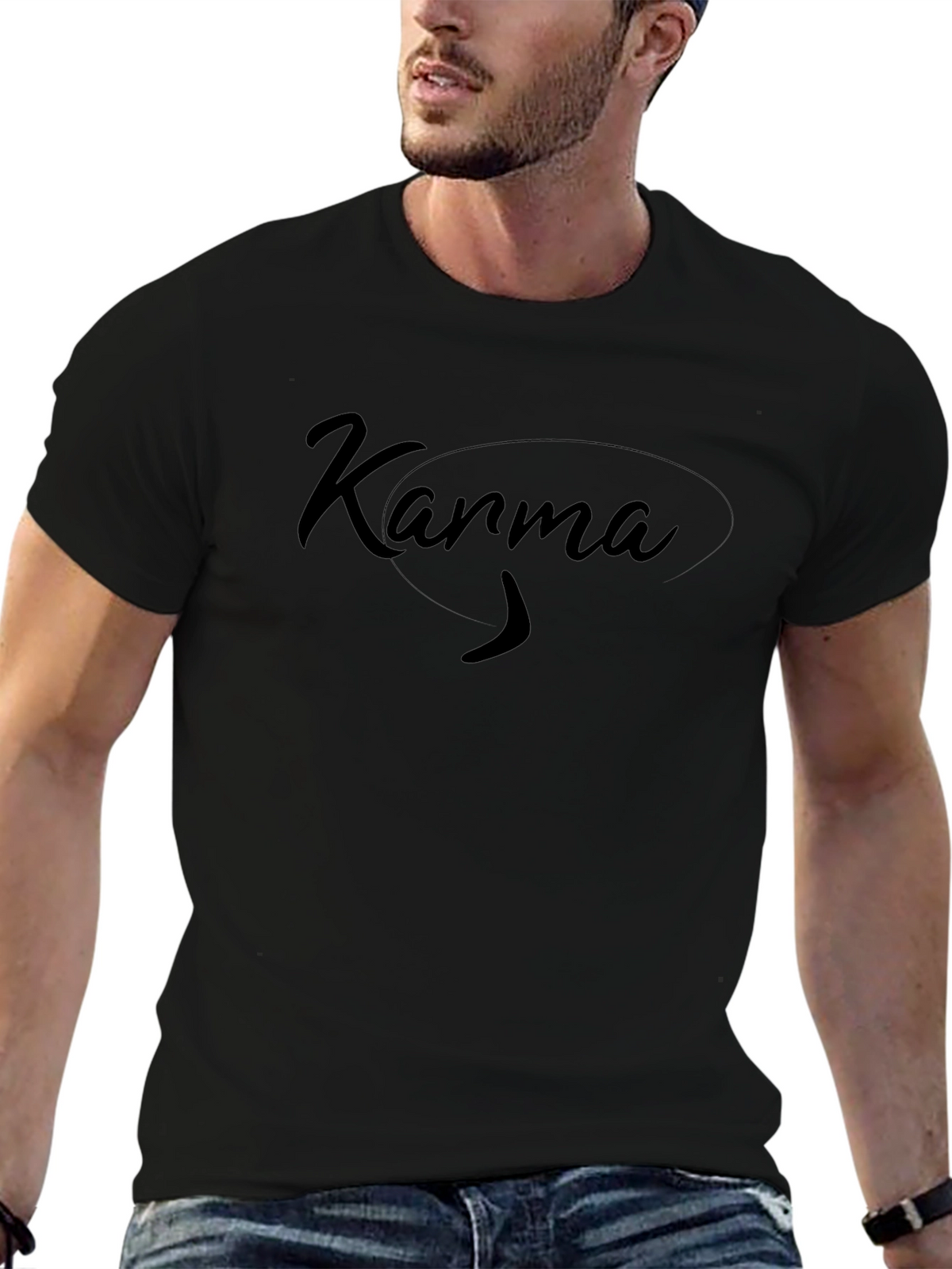 Karma Graphic Tee - Black Cotton T-Shirt