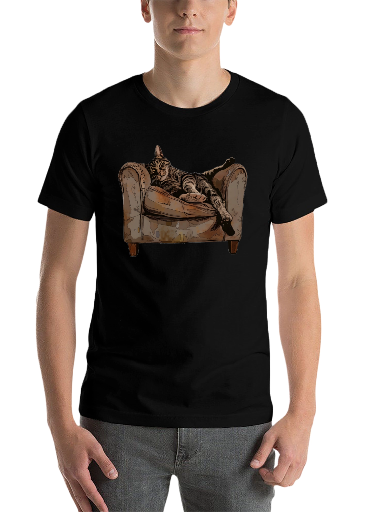 Relaxed Cat in Chair Graphic Tee