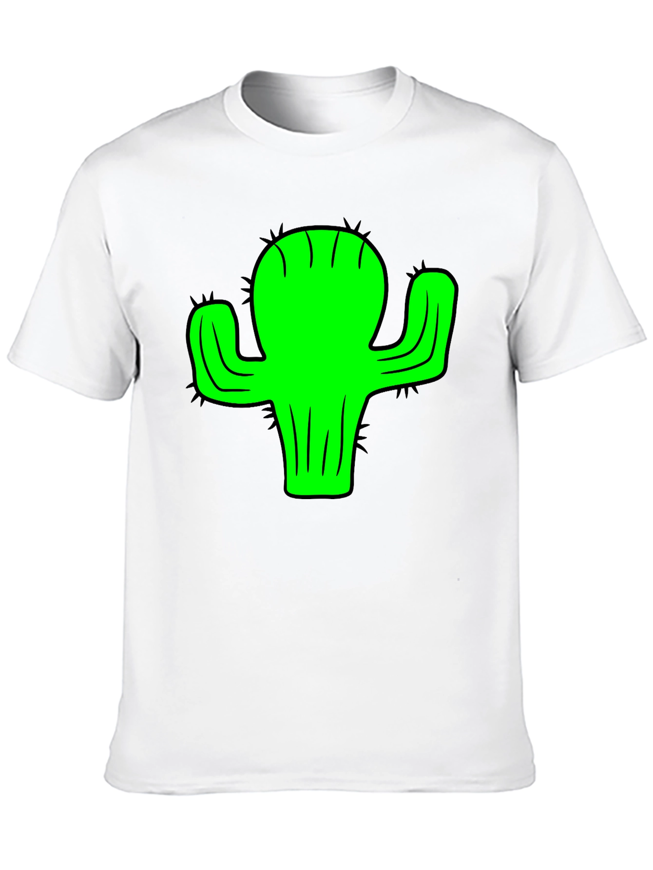 Green Cactus Graphic Black T-Shirt