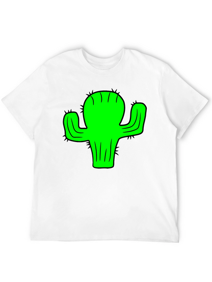 Green Cactus Graphic Black T-Shirt