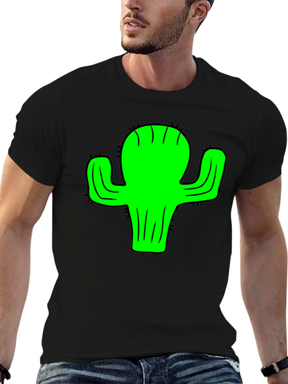 Green Cactus Graphic Black T-Shirt