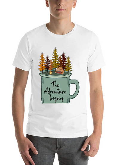 Adventure Begins Camping Mug T-Shirt