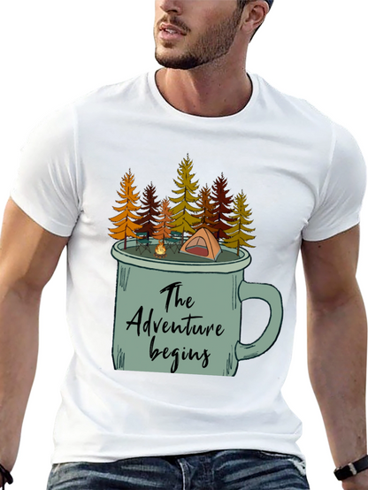 Adventure Begins Camping Mug T-Shirt