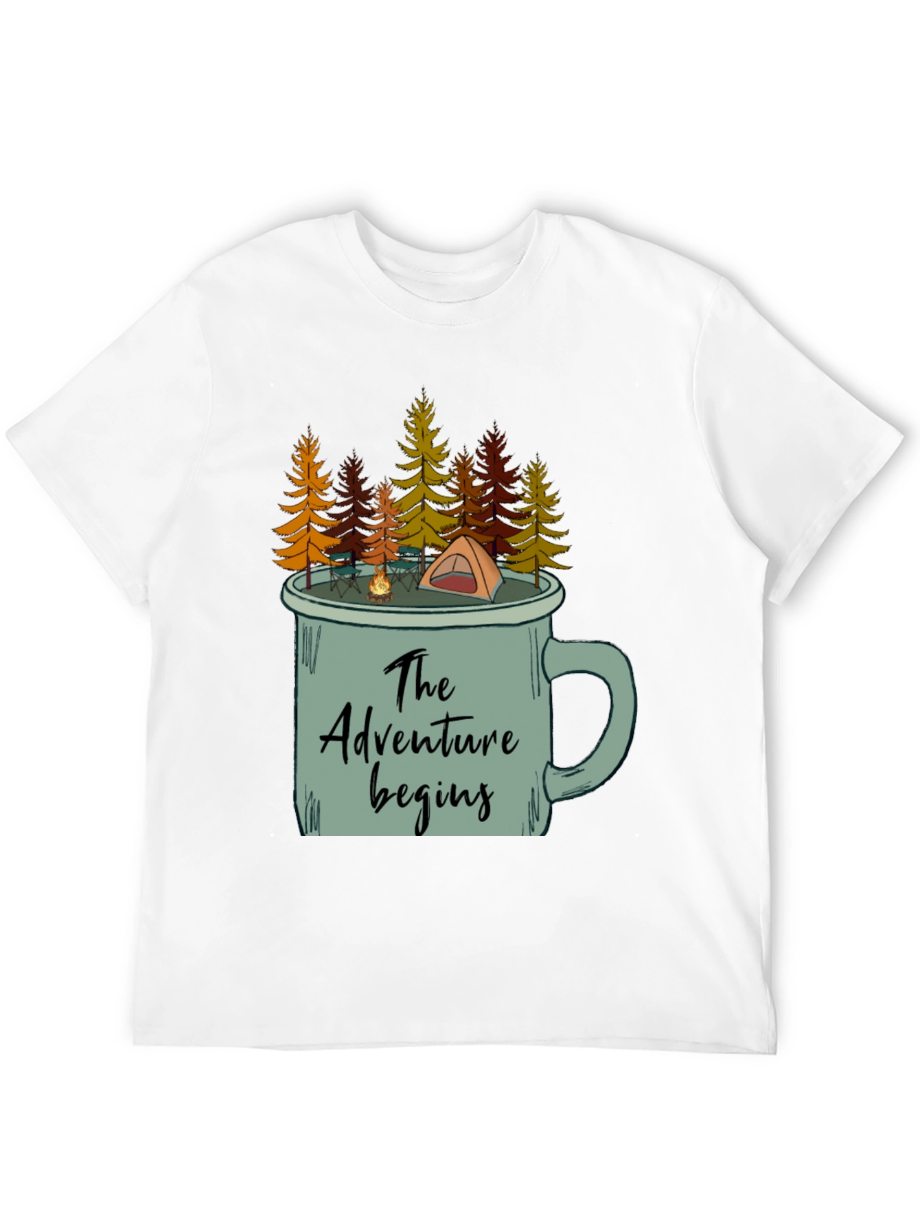 Adventure Begins Camping Mug T-Shirt