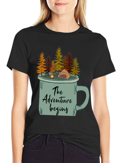 Adventure Begins Camping Mug T-Shirt