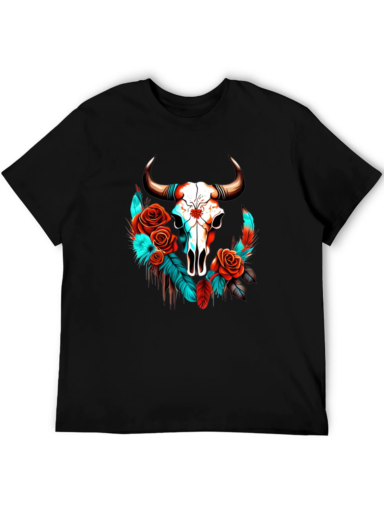 Skull & Roses Graphic Tee - Western Style