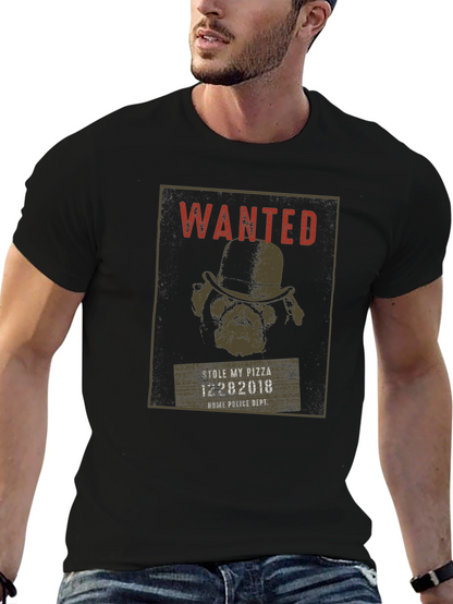 Wanted Pug Pizza Thief T-Shirt