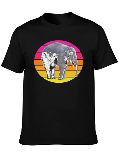 Retro Elephant Sunset Graphic T-Shirt