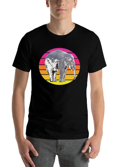 Retro Elephant Sunset Graphic T-Shirt