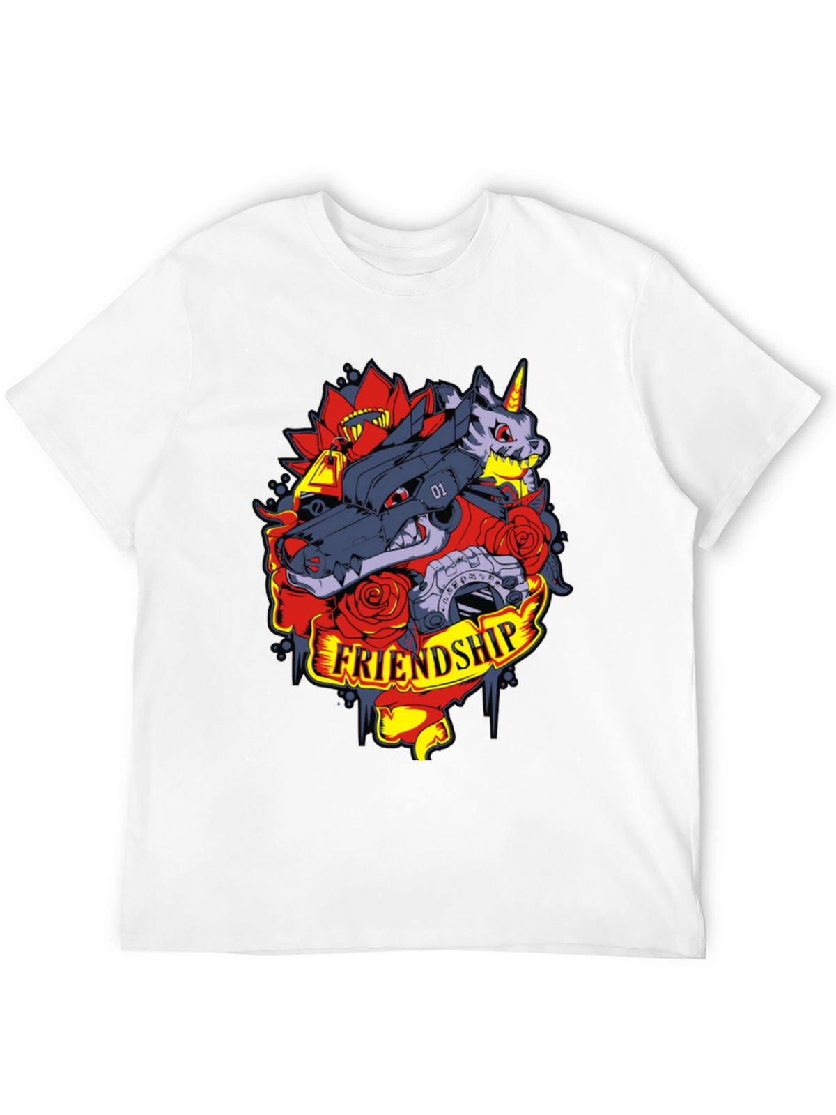 Friendship Wolf and Unicorn Graphic Tee